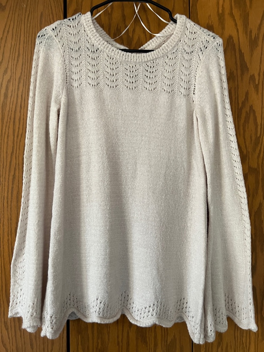 LC Lauren Conrad Cream Eyelet Crewneck Sweater